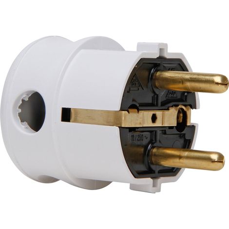 Fiche angulaire avec contact de protection KOPP 178501006, blanc crème