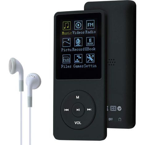 Lecteur de musique MP3 portable 8 Go, prend en charge jusqu'à une carte de stockage SD de 64 Go, son sans perte, lecteur MP3 HiFi, musique/vidéo/écouteur/radio FM/lecteur de livres électroniques/prise