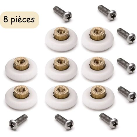 8er Set Ersatzrollen für Duschschiebetür mit M4 Schrauben Durchmesser 19 mm - (1/4)