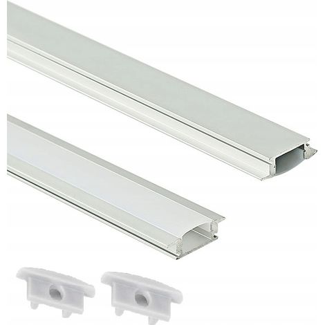 ALU-Profil für LED-Streifen, Einbau, 1,5 m, Aluminium, Lampenschirm und 2 AKS-Endkappen (1/3)