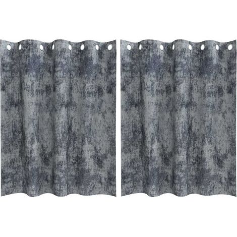 Ensemble de deux rideaux en velours gris argenté, 140 x 140 cm (1/4)