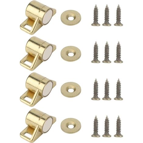 Loqueteau Magnétique, Loquet Aimanté en Alliage de Zinc Bronze Doré avec Fermeture Silencieuse et Sécurisée pour Armoire de Cuisine et Bureau (1/5)