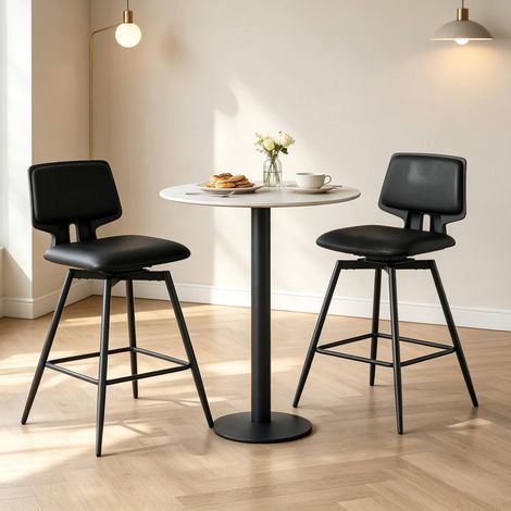 Tabourets de bar ergonomiques noirs avec dossier, pivotants 360°, lot de 2, OKWISH (1/5)