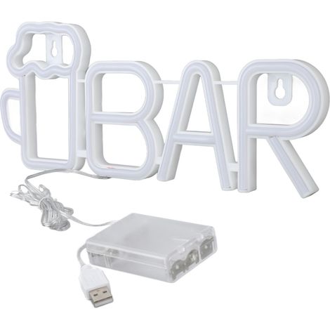 BAR lumineux LED néon violet, forme BAR, design élégant, alimenté par USB ou piles, haute sécurité, idéal pour chambre, fête, jardin (1/5)