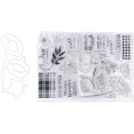 Ensemble de tampons pour scrapbooking, comprenant des tampons en relief, des tampons transparents et des décorations pour la création de cartes et d'albums de scrapbooking à faire soi-même. (1/5)