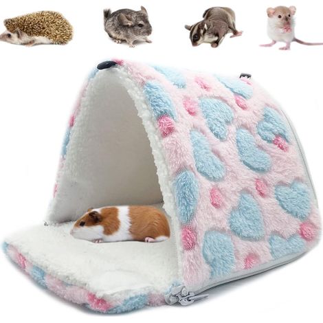 Couchage Rongeur Peluche Petite Maison Hamster Hamac Jouet Lit Cabane pour Cochon d'Inde Lapin Chinchilla Furet, Rose 2120 CM (1/5)
