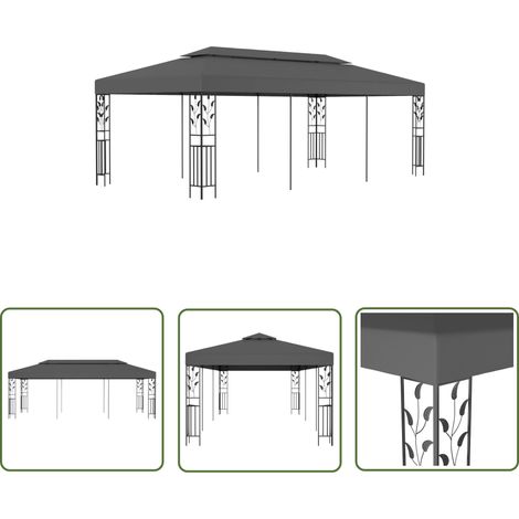 The Living Store Belvédère 3x6 m Anthracite - Belvédère - Abri Jardin - Gazebo - Parasol - Terrasse (1/5)