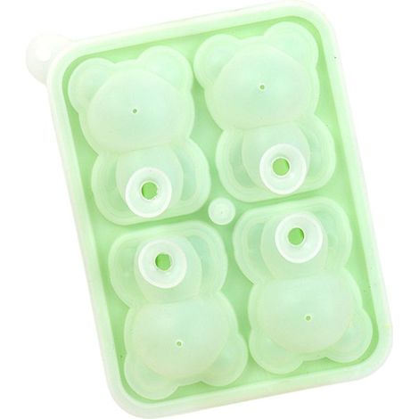 Eiswürfelform in Form eines kleinen Bären mit 4 Fächern, Silikonform zur Herstellung von Eiscreme, Kerzen für Kuchen, grün (1/5)