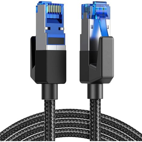 Cable Ethernet Cat 8 - 40 Gbit/s - 2000 MHz - F/FTP Blindado - Conectores RJ45 Dorados - Para Gaming y Streaming - 2 x 0,5 m (1/5)