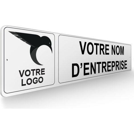 Panneau de signalisation pour parking Personnalisable société + logo gauche - 48 x 10 cm (1/5)