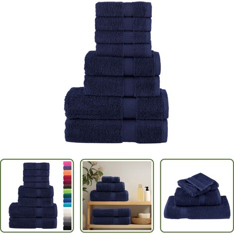 Badetuch - 8 tlg. Premium-Handtuch-Set SOLUND Marineblau 600 g/m² (1/5)
