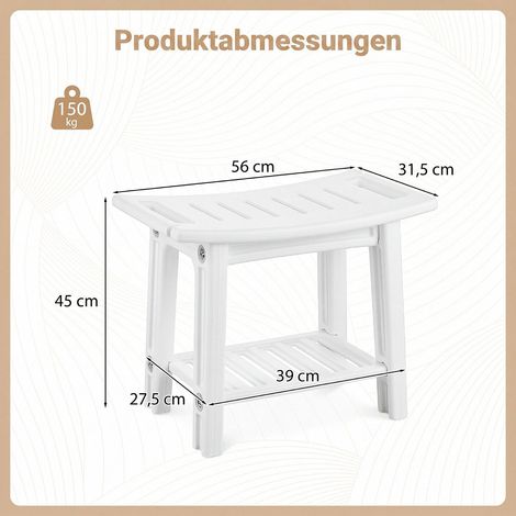 HDPE Shower Chair with Shelf and Handles, White (1/5)