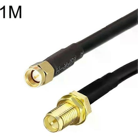 Câble adaptateur coaxial SMA mâle vers RP-SMA femelle - Longueur 1 m RG58 (1/2)