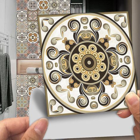 10 Pcs Papier Peint Carrelage Autocollant Tuiles De Simulation Sticker 10 X 10 Cm Style Mosaque Sticker Mural Film Dcoratif Impermable Pour Carrea (1/5)