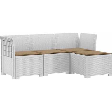 4-Sitzer Garten Sofa mit Kissen Rattan Look PP Weiß vidaXL (1/5)