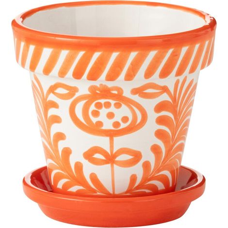 Pot Avec Soucoupe en Céramique "Granada" 21cm Orange (1/3)