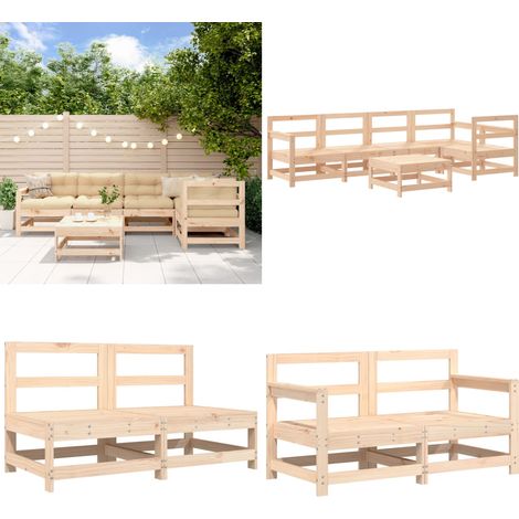 6-tlg. Garten-Lounge-Set Massivholz Kiefer - Gartensessel - Gartenloungeseset - Rattan Möbel - Kiefernholzmöbel - Outdoor Furniture - Home & Living (1/5)