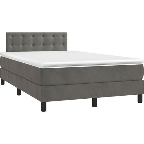 vidaXL Sommier à lattes de lit et matelas Gris foncé 120x200cm Velours