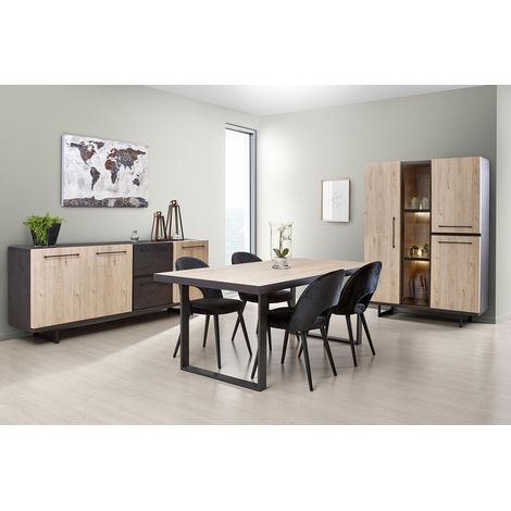 Salle à manger industrielle chêne/anthracite Alrik (1/4)