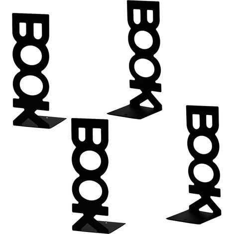 Serre Livres Métalliques 4 Pièces Pour Rangement De Bureau Bibliothèque Ou Salle De Classe Support Robuste Et Antidérapant En Noir (1/3)