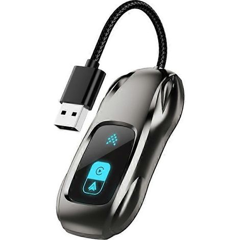 Boîtier convertisseur d'interconnexion voiture-appareil sans fil CarPlay 2-en-1 avec écran numérique 5,8 GHz et connexion filaire vers Android Auto. (1/5)