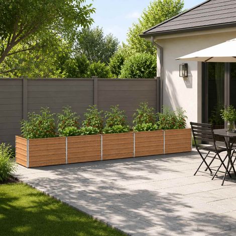 vidaXL Cama de Jardín Elevada Madera Marrón 400 x 80 x 55 cm (1/5)