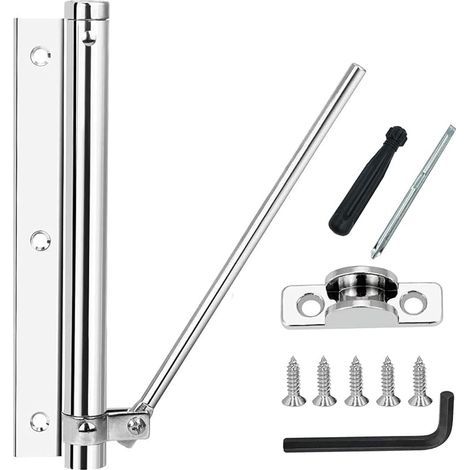 Ferme Porte Automatique Ferme-Porte à Ressort Réglable Ferme-Portes Acier Inoxydable Fermeture Porte Automatique Léger et Solide pour Chambre Bureau Maison Hôtel (Max 80kg) (Silber) (1/5)