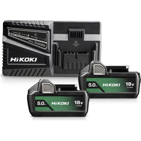 PACK HIKOKI 18V 2 BATTERIES BSL1850MA 5Ah Li-ion + CHARGEUR UC18YFSL (1/2)