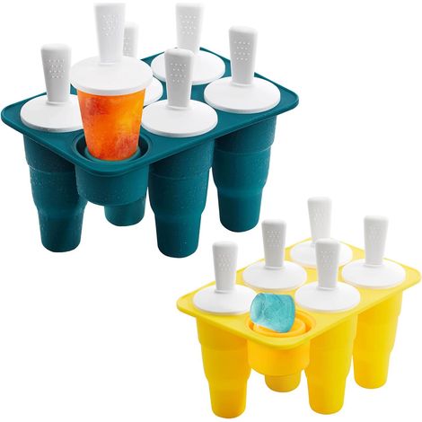 Zusammenklappbare Silikon-Eisformen, 2er-Set, leicht zu lösen, wiederverwendbare Stiele mit Anti-Tropf-Funktion für selbstgemachtes Eis am Stiel und Eiscreme, BPA-frei (1/5)