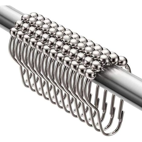 Set of 12 stainless steel shower curtain rings – Smooth gliding system – Rust resistant – Dimensions 75 x 40 mm (1/5)