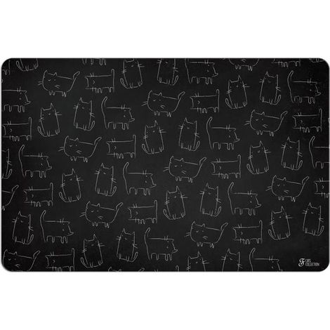 Sous tapis en polypropylène avec impression effet tableau noir pour chats