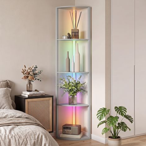 Lampadaire LED, intensité variable sur 5 niveaux, avec étagère, changement de couleur RGB, télécommande (1/5)