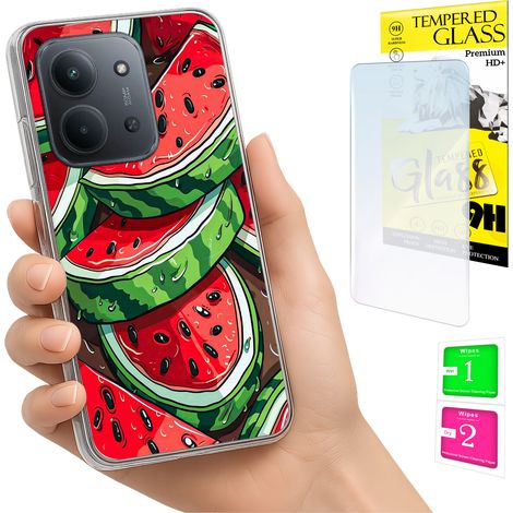 Custodia per Xiaomi Redmi 15C 5G 173mm / Poco C85, retro color anguria + vetro 9H (1/5)
