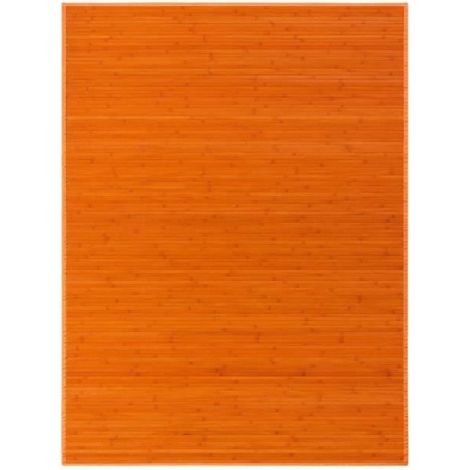 Tapis de sol antidérapant - JUANIO - 200x140 cm - Bambou - Rayures orange - Bords polypropylène antidérapant (1/3)