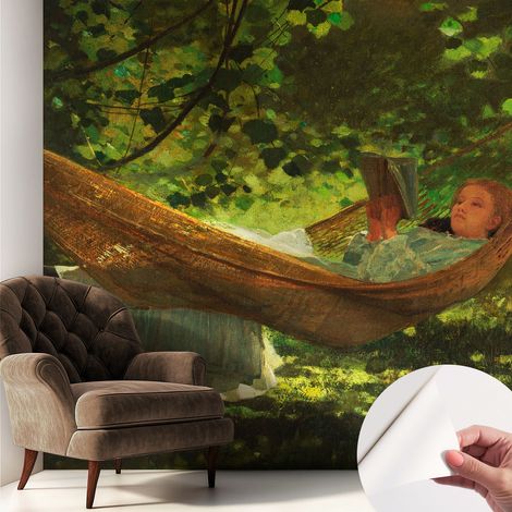 Tapetet Klebetapete für Wohnzimmer Schlafzimmer Küche - Wanddekoration Entspannung in der Hängematte 250x250 cm (1/5)