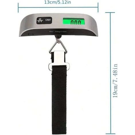 Bärbar våg Écran LCD numérique 50 kg Bagagehängande électronique resväska Resevåg Bagageväska Viktbalans Spécifications multiples Argent