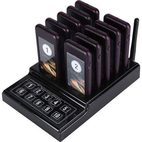 Système d'appel sans fil pour la gestion des files d'attente dans les restaurants, 10 pagers, 100-240 V, UE