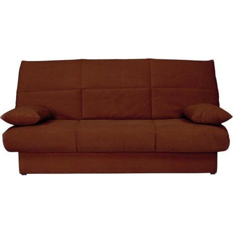 Banquette clic-clac - 3 places - Avec coussins - Tissu Terracotta -190 x 90 x 92 cm - CLEM (1/5)