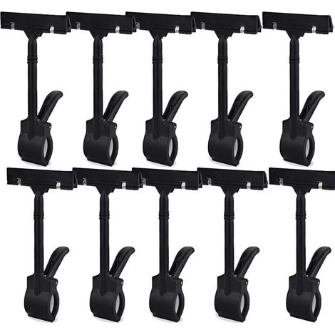 Confezione da 5 supporti per cartellini dei prezzi in plastica con clip regolabile (nero)