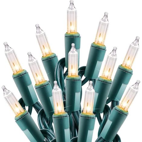 Clear Lights Lot de 100 mini ampoules à incandescence de 7,6 m pour intérieur, guirlande d'arbre de Noël, anniversaire, mariage, festival, décoration, fil vert (1/5)