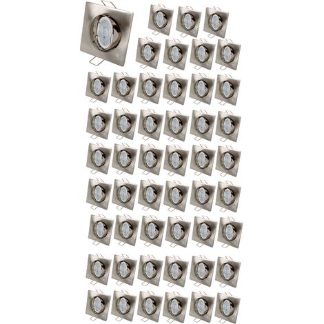 Lot de 50 Spot led carré 230v alu brossé 38° led blanc chaud (1/5)