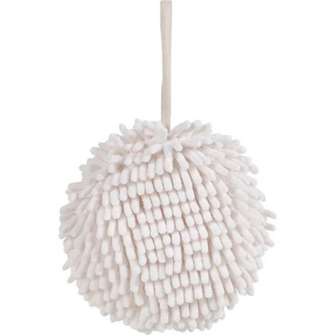 Essuie-mains Cuisine Salle de bains Essuie-mains boule avec anneau de suspension Serviette en microfibre absorbante douce à séchage rapide Blanc