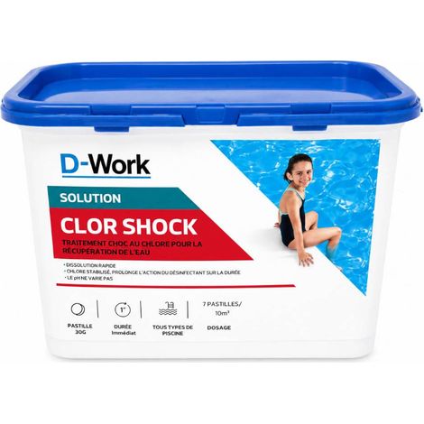 Chlore Choc Pastilles 30 g - 1 kg - 0% stabilisant - Traitement Rapide et Efficace de Piscine - D-Work (1/3)