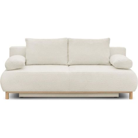 Banquette convertible 3 places MIKA - Tissu Bouclette beige - Coffre de rangement - L 192 x H 84 x P 93 cm (1/5)