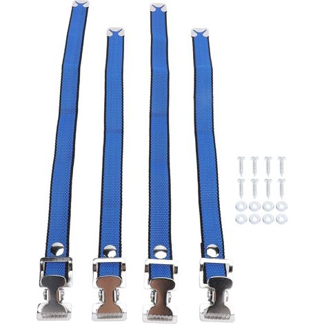 Beyamis Sangles échasses plaquiste – lot 4, nylon, boucle alu, réglables, bleues (1/5)