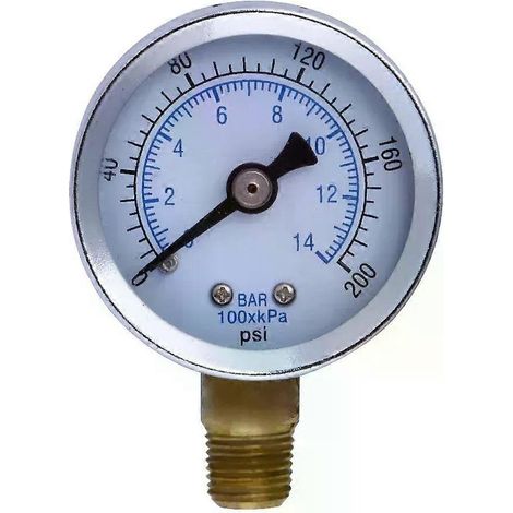 Manometer für Luftkompressoren und Hydraulikkompressoren mit 1/8"-NPT-Außengewinde (0–200 PSI / 0–14 bar) – JXLGV (1/4)