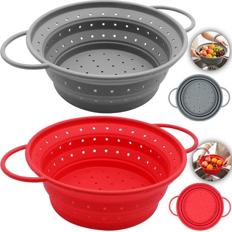 Lot de 2 passoires pliables 33,5cm Grande passoire à pâtes (1/5)