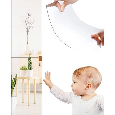 Lot de 4 miroirs muraux autocollants Lollanda - Film miroir, miroir adhésif, carreaux de miroir, miroir autocollant (1/5)