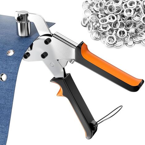 Oeillets Métalliques Kit 10mm, Pince à Oeillet avec 300 Oeillets, Pinces Perforatrices à œillets, Ensemble Professionnel de Perforateur pour Bache Tissus Cuir Carton Affiches Bannières (1/5)