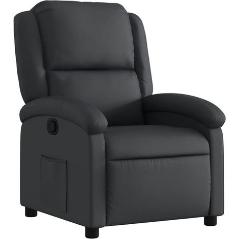 Chaise longue en cuir noir – Canapé relax design élégant, dossier réglable, assise confortable, idéal pour salon ou bureau (1/5)